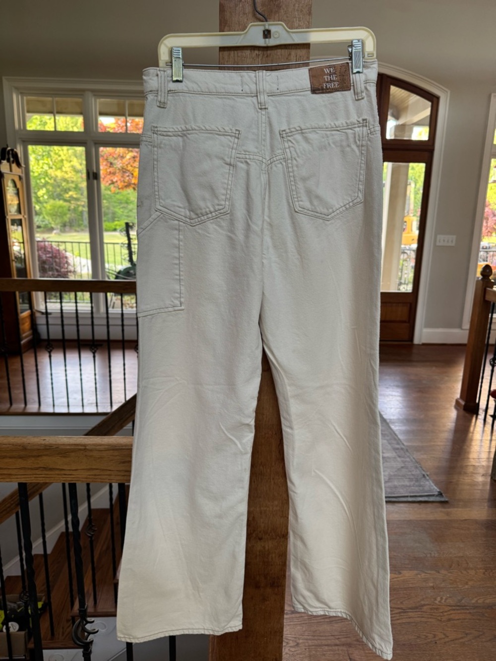 Free People We The Free Cream Ecru Tinsley Baggy Straight Leg Jeans - Picture 3 of 8